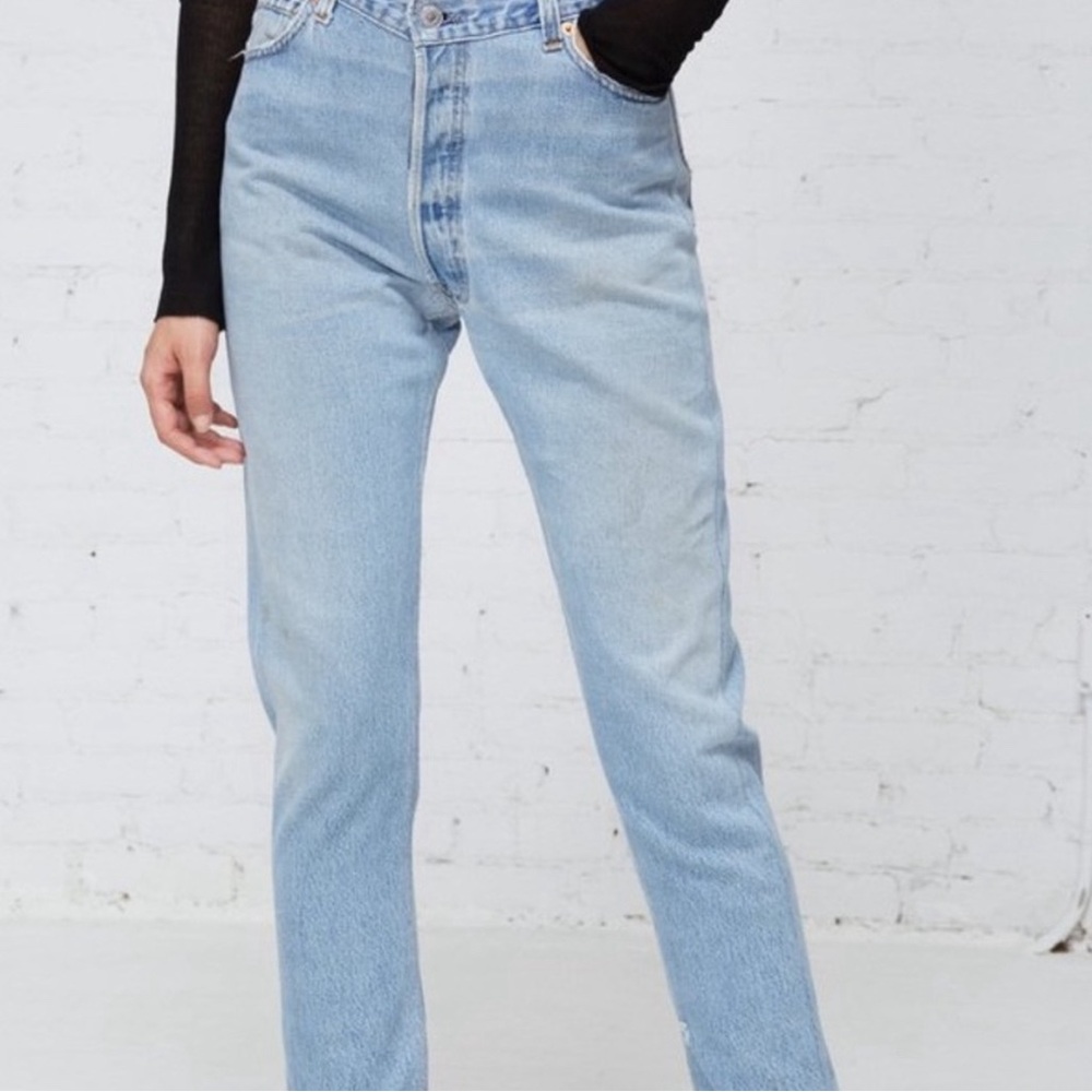 Re/Done Comfort Stretch High Rise Ankle Crop Jeans | Size 24 | Mid Vain